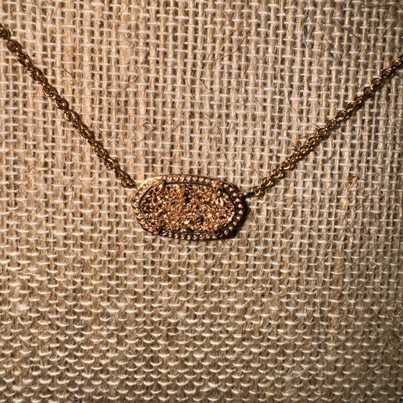 Kendra Scott “Elisa” Pendant Necklace – Rose Gold Drusy - Picture 2 of 4
